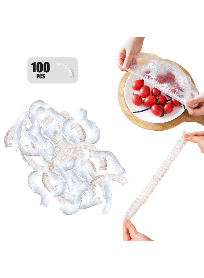 ١٠٠ كيس لحفظ الطعام طازجًا، أغطية بلاستيكية مرنة لتخزين الطعام، أكياس بلاستيكية لاصقة بغطاء محكم الإغلاق لحفظ الطعام طازجًا، تُستخدم لحفظ الفاكهة وتخزين الطعام، مقاس واحد - Image 2